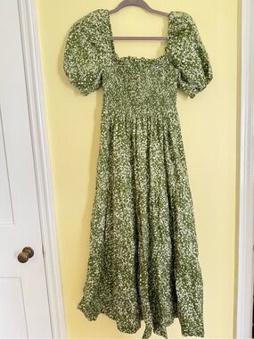 Abercrombie & Fitch Green Puff Sleeve Midi dress